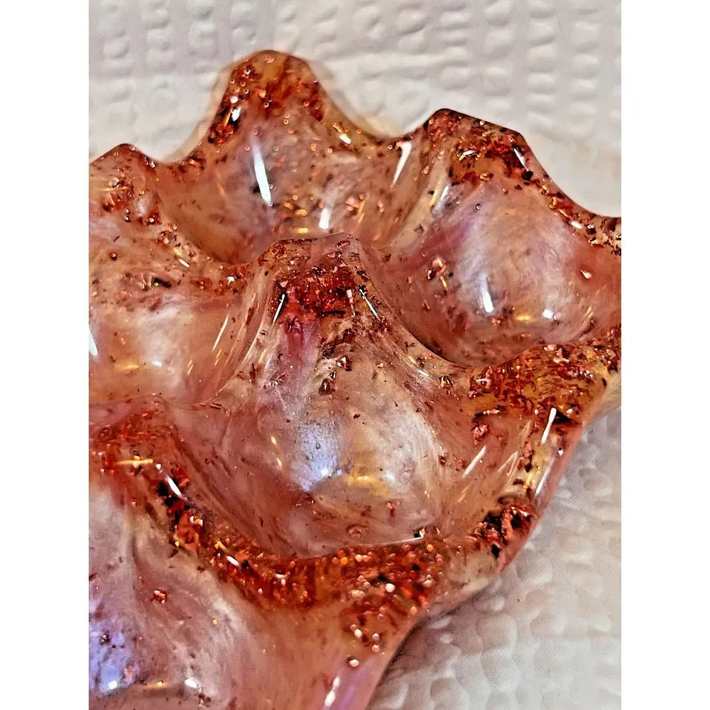 Rose Gold Glitter Pink Resin‎ Egg Crate Whimsy Cottagecore Jewelry Tray 6 Slot
